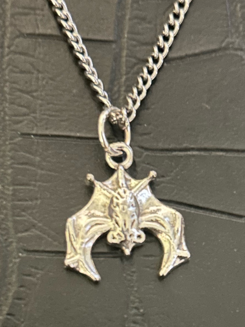 Silver Bat Pendant Necklace - Silver Gothic Charm